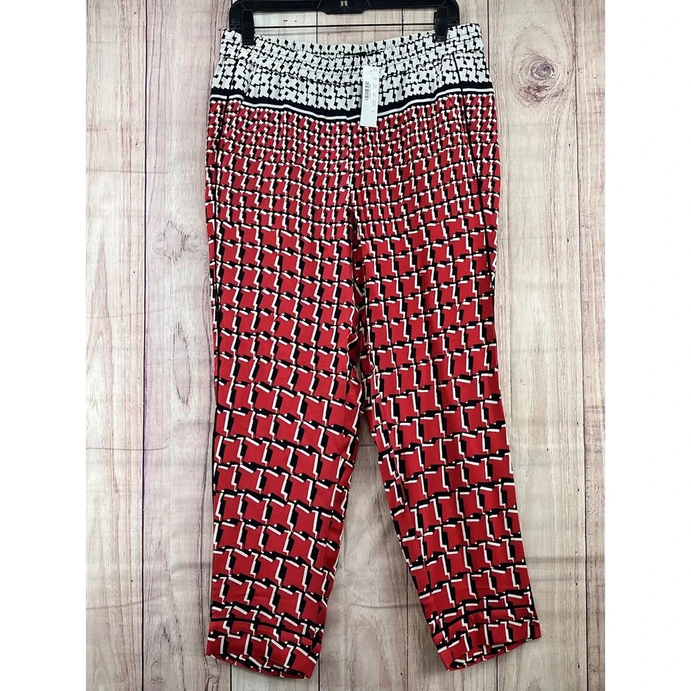 New $398 J.Crew Collection 100% Silk Pull-On Ankle Pants Slim Fit‎ Size 8